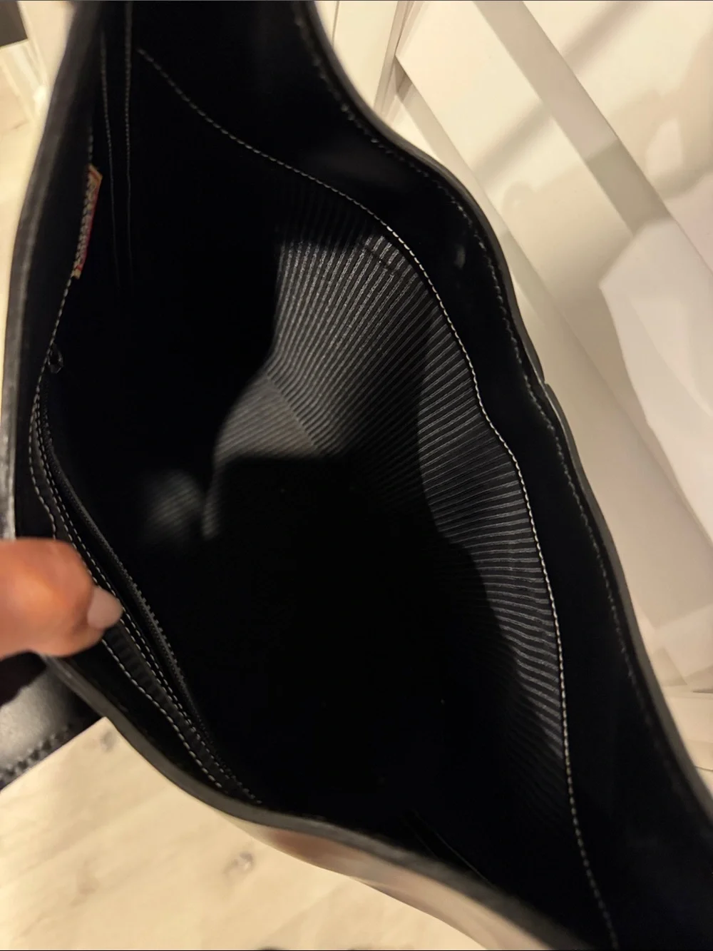 Dooney & Bourke Black Leather Shoulder Bag with Silver Hardware